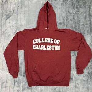 Champion College of Charleston Hoodie Unisex Medium Maroon Graphic Pullover
